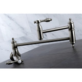 Kingston Brass KS3108TAL Tudor Wall Mount Pot Filler Kitchen Faucet, Brushed Nickel