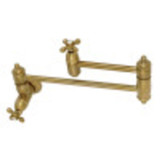 Kingston Brass KS3107AX Restoration Wall Mount Pot Filler Kitchen Faucet, Brushed Brass