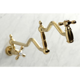 Kingston Brass KS2107AX Heritage Wall Mount Pot Filler, Brushed Brass