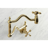 Kingston Brass KS2107AX Heritage Wall Mount Pot Filler, Brushed Brass