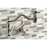 Kingston Brass KS2108AX Heritage Wall Mount Pot Filler, Brushed Nickel