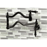 Kingston Brass KS2100AL Heritage Wall Mount Pot Filler, Matte Black