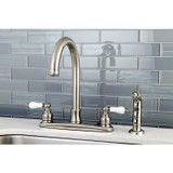 Kingston Brass FB7798PLSP Victorian 8-Inch Centerset Kitchen Faucet with Sprayer, Brushed Nickel