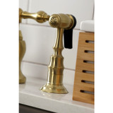 Kingston Brass KS7757ALBS 8" Bridge Kitchen Faucet with Sprayer, Brushed Brass