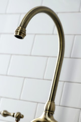 Kingston Brass KS7793ALBS English Country Bridge Kitchen Faucet with Brass Sprayer, Antique Brass
