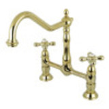 Kingston Brass KS1172AX Heritage Bridge Kitchen Faucet, Polished Brass