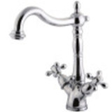 Kingston Brass KS1431AX Heritage Two-Handle Bathroom Faucet with Brass Pop-Up and Cover Plate, Polished Chrome