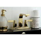 Kingston Brass KB8462NDL NuvoFusion 4 in. Centerset Bathroom Faucet with Push Pop-Up, Polished Brass