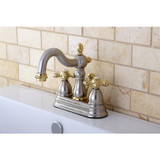 Kingston Brass KB1609AX Heritage 4 in. Centerset Bathroom Faucet, Brushed Nickel/Polished Brass