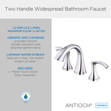 Antioch 2H Widespread Lavatory Faucet w/ Metal Touch Down Drain 1.2gpm Brushed Nickel
