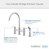 Parma 2H Bridge Kitchen Faucet w/ Spray 1.75gpm Stainless Steel