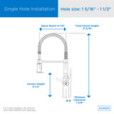 Kinzie 1H Pre-Rinse Kitchen Faucet 1.75gpm Stainless Steel