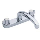 Gerber Classics 2H Kitchen Faucet Deck Plate Mounted w/out Spray & w/ Metal Fluted Handles 1.75gpm Chrome. Compression cartridge