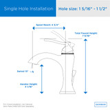 Draper 1H Lavatory Faucet Single Hole Mount w/ Metal Pop-Up Drain 1.2gpm Chrome