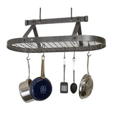 36" Oval Ceiling Pot Rack w/ 18 Hooks HS