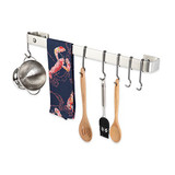 24" Classic Wall Rack Utensil Bar w/ 6 Hooks SS