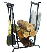 Complete Hearth Fireplace Log Rack w/ 3 Tools HS