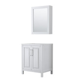Daria 30 Inch Single Bathroom Vanity in White, No Countertop, No Sink, and Medicine Cabinet