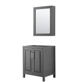 Daria 30 Inch Single Bathroom Vanity in Dark Gray, No Countertop, No Sink, and Medicine Cabinet