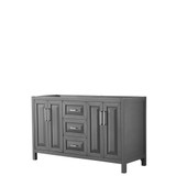 Daria 60 Inch Double Bathroom Vanity in Dark Gray, No Countertop, No Sink, and No Mirror