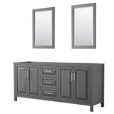 Daria 80 Inch Double Bathroom Vanity in Dark Gray, No Countertop, No Sink, and 24 Inch Mirrors