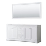 Avery 72 Inch Double Bathroom Vanity in White, No Countertop, No Sinks, and 70 Inch Mirror