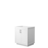 Miranda 30 Inch Single Bathroom Vanity in White, No Countertop, No Sink, Brushed Nickel Trim