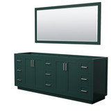 Miranda 84 Inch Double Bathroom Vanity in Green, No Countertop, No Sink, Brushed Nickel Trim, 70 Inch Mirror