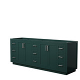 Miranda 84 Inch Double Bathroom Vanity in Green, No Countertop, No Sink, Brushed Nickel Trim