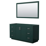 Miranda 60 Inch Single Bathroom Vanity in Green, No Countertop, No Sink, Brushed Nickel Trim, 58 Inch Mirror