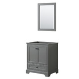 Deborah 30 Inch Single Bathroom Vanity in Dark Gray, No Countertop, No Sink, Matte Black Trim, 24 Inch Mirror