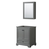 Deborah 30 Inch Single Bathroom Vanity in Dark Gray, No Countertop, No Sink, Matte Black Trim, Medicine Cabinet