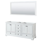 Deborah 72 Inch Double Bathroom Vanity in White, No Countertop, No Sinks, Matte Black Trim, 70 Inch Mirror