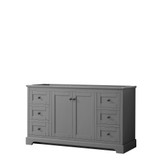 Avery 60 Inch Single Bathroom Vanity in Dark Gray, No Countertop, No Sink, Matte Black Trim