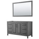 Daria 60 Inch Single Bathroom Vanity in Dark Gray, No Countertop, No Sink, Matte Black Trim, 58 Inch Mirror