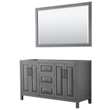 Daria 60 Inch Double Bathroom Vanity in Dark Gray, No Countertop, No Sink, Matte Black Trim, 58 Inch Mirror