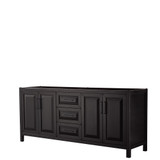 Daria 80 Inch Double Bathroom Vanity in Dark Espresso, No Countertop, No Sink, Matte Black Trim