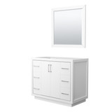 Icon 42 Inch Single Bathroom Vanity in White, No Countertop, No Sink, Brushed Nickel Trim, 34 Inch Mirror