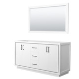 Icon 66 Inch Double Bathroom Vanity in White, No Countertop, No Sink, Matte Black Trim, 58 Inch Mirror