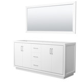 Icon 72 Inch Double Bathroom Vanity in White, No Countertop, No Sink, Brushed Nickel Trim, 70 Inch Mirror