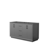 Strada 60 Inch Double Bathroom Vanity in Dark Gray, No Countertop, No Sink, Matte Black Trim