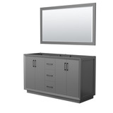 Strada 60 Inch Double Bathroom Vanity in Dark Gray, No Countertop, No Sink, Matte Black Trim, 58 Inch Mirror