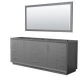 Strada 84 Inch Double Bathroom Vanity in Dark Gray, No Countertop, No Sink, Brushed Nickel Trim, 70 Inch Mirror