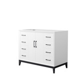 Amici 42 Inch Single Bathroom Vanity in White, No Countertop, No Sink, Matte Black Trim