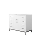 Amici 42 Inch Single Bathroom Vanity in White, No Countertop, No Sink, Brushed Nickel Trim