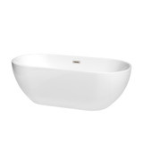 Brooklyn 67 Inch Freestanding Bathtub in White with Brushed Nickel Drain and Overflow Trim