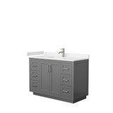Miranda 48 Inch Single Bathroom Vanity in Dark Gray, Carrara Cultured Marble Countertop, Undermount Square Sink, Brushed Nickel Trim
