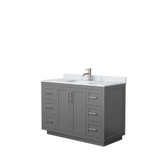 Miranda 48 Inch Single Bathroom Vanity in Dark Gray, White Carrara Marble Countertop, Undermount Square Sink, Brushed Nickel Trim