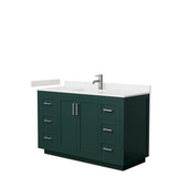 Miranda 54 Inch Single Bathroom Vanity in Green, Carrara Cultured Marble Countertop, Undermount Square Sink, Brushed Nickel Trim