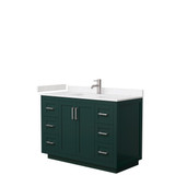 Miranda 48 Inch Single Bathroom Vanity in Green, Carrara Cultured Marble Countertop, Undermount Square Sink, Brushed Nickel Trim